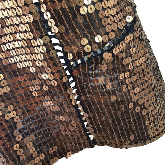 Chelsea 28 Sequin Plunging V-Neck Tank Top Womens S Open Knit Detail Black Back - Picture 11 of 12